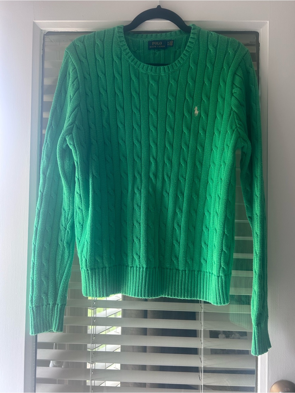 Polo Ralph Lauren Kelly Green Cable Knit Crew Neck Sweater. Size XL